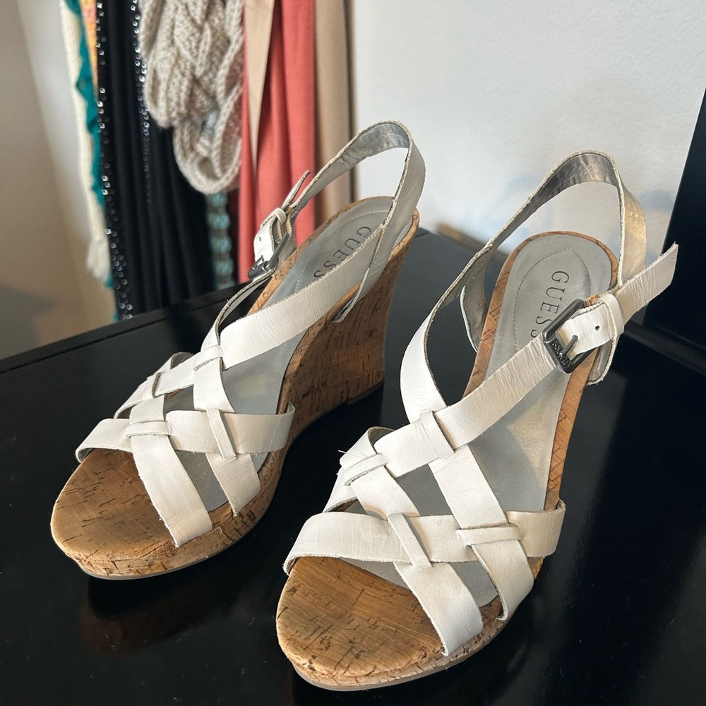 Guess white platform sandals. Size 8.5